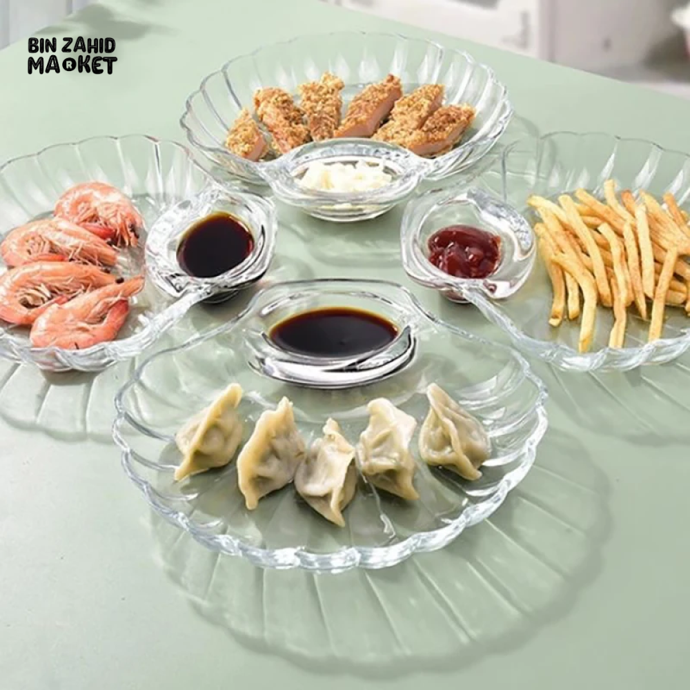 SHELL DISH TRANSPARENT DUMPLING PLATE WITH VINEGAR DISCS SUSHI SNACK PLATE