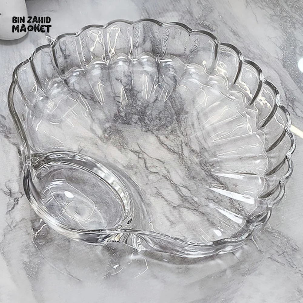 SHELL DISH TRANSPARENT DUMPLING PLATE WITH VINEGAR DISCS SUSHI SNACK PLATE