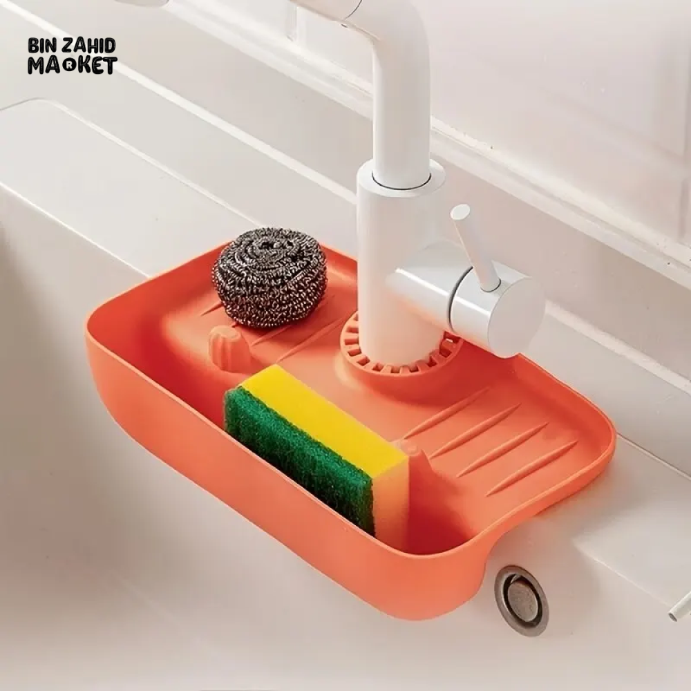 SILICONE SINK DRAIN RACK – FAUCET SPLASH-PROOF PAD & STORAGE ORGANIZER