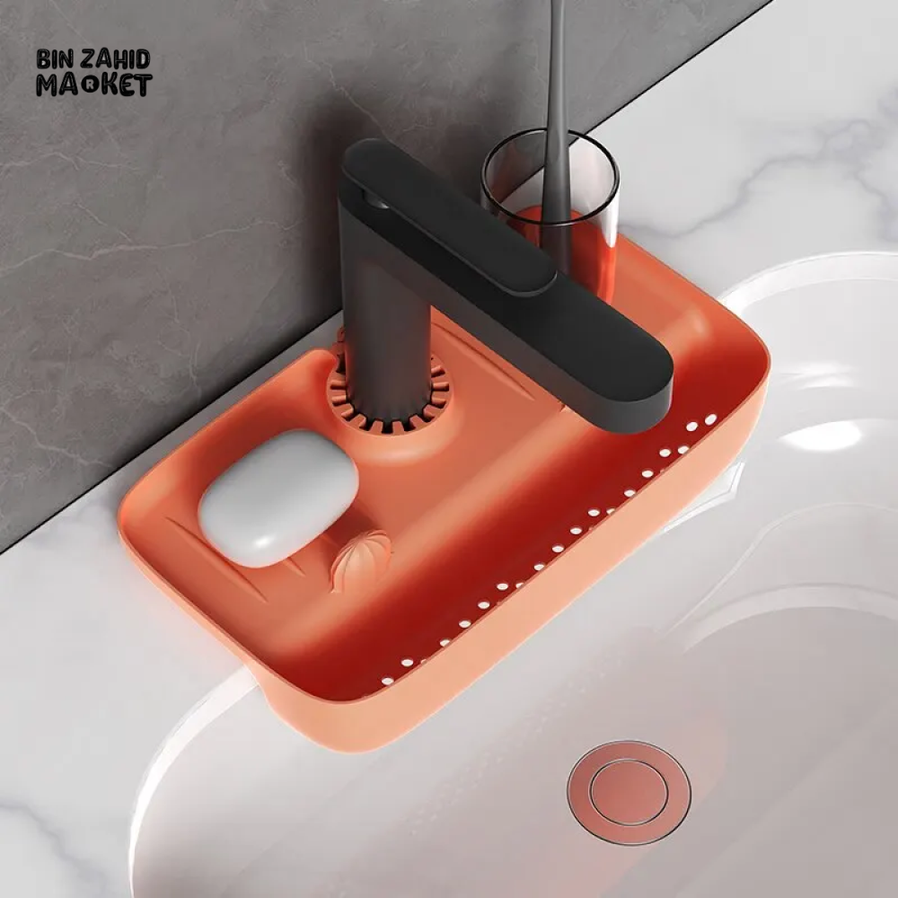 SILICONE SINK DRAIN RACK – FAUCET SPLASH-PROOF PAD & STORAGE ORGANIZER
