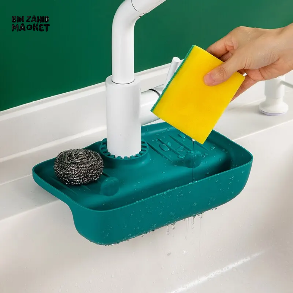 SILICONE SINK DRAIN RACK – FAUCET SPLASH-PROOF PAD & STORAGE ORGANIZER