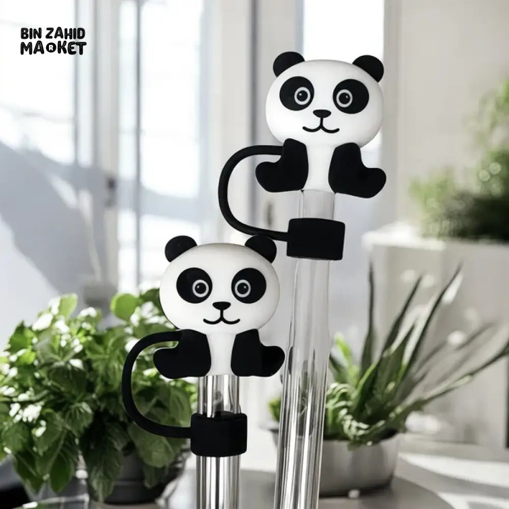SILICONE TUMBLER TOPPER & STRAW COVER - PANDA