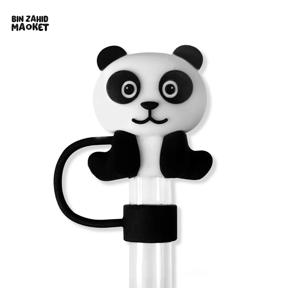 SILICONE TUMBLER TOPPER & STRAW COVER - PANDA