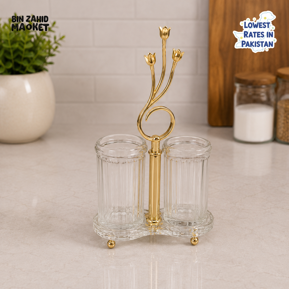 SILVERLUXA 2-PIECE GLASS HOLDER SET