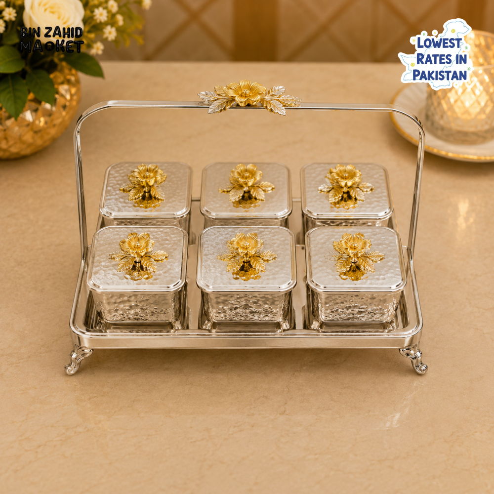 SILVERLUXA 6 PCS CONDIMENT SET WITH STAND