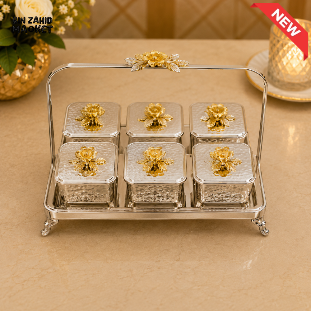 SILVERLUXA 6 PCS CONDIMENT SET WITH STAND