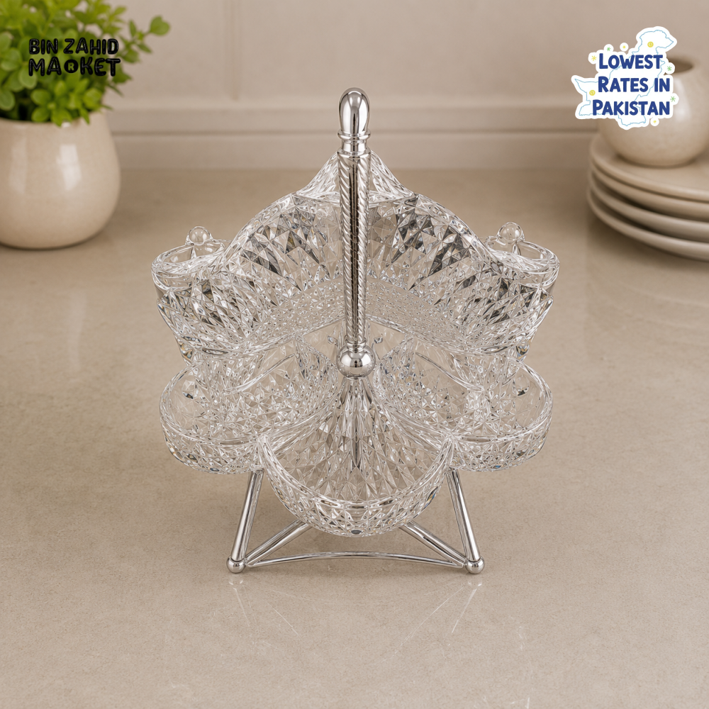SILVERLUXA 6-SECTION CRYSTAL SERVING BOWL