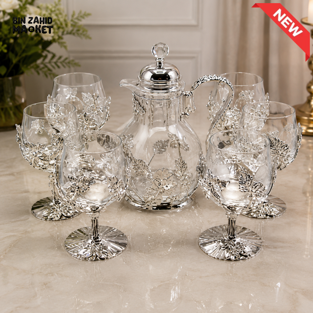 SILVERLUXA 7-PIECE CRYSTAL DRINKWARE SET