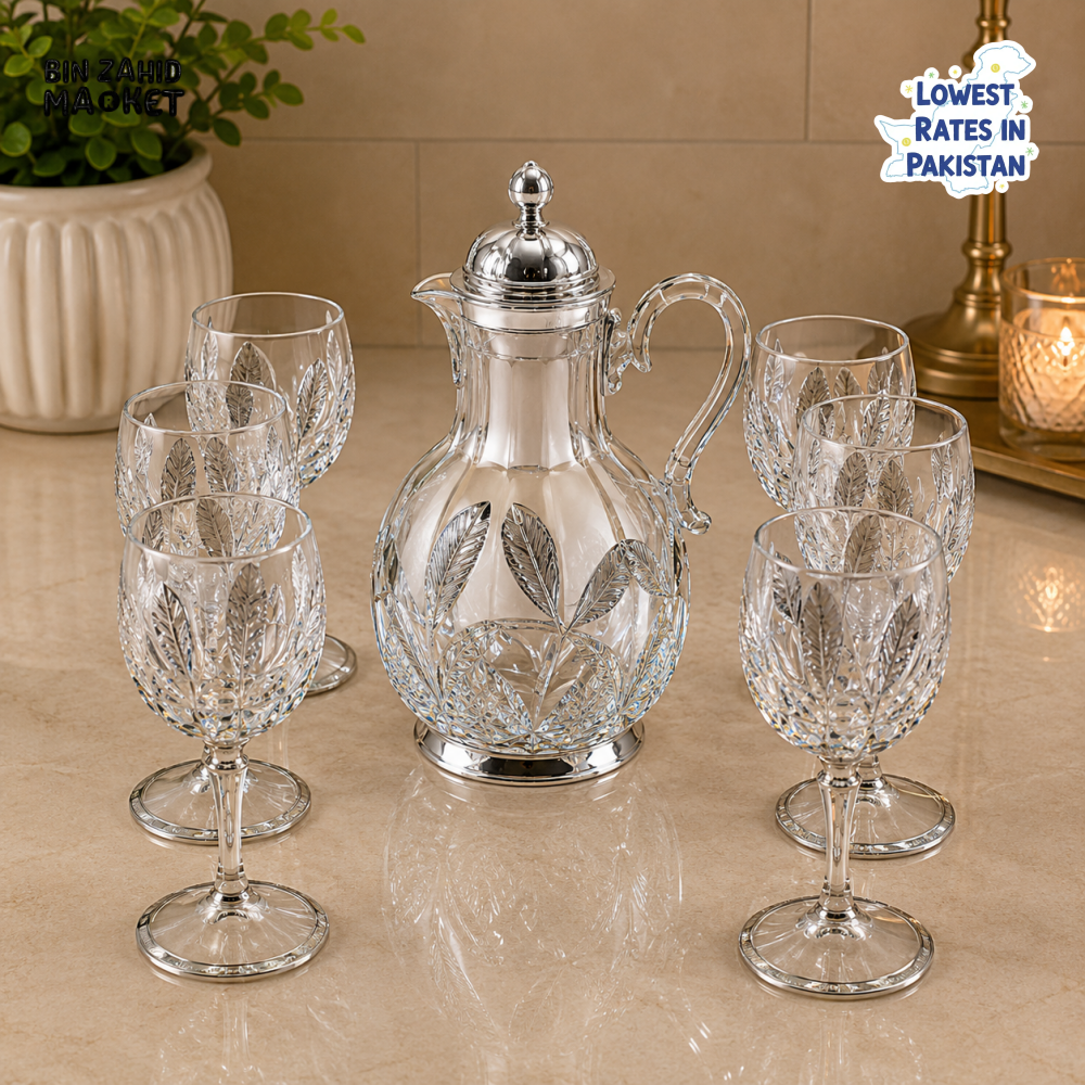 SILVERLUXA 7-PIECE CRYSTAL DRINKWARE SET