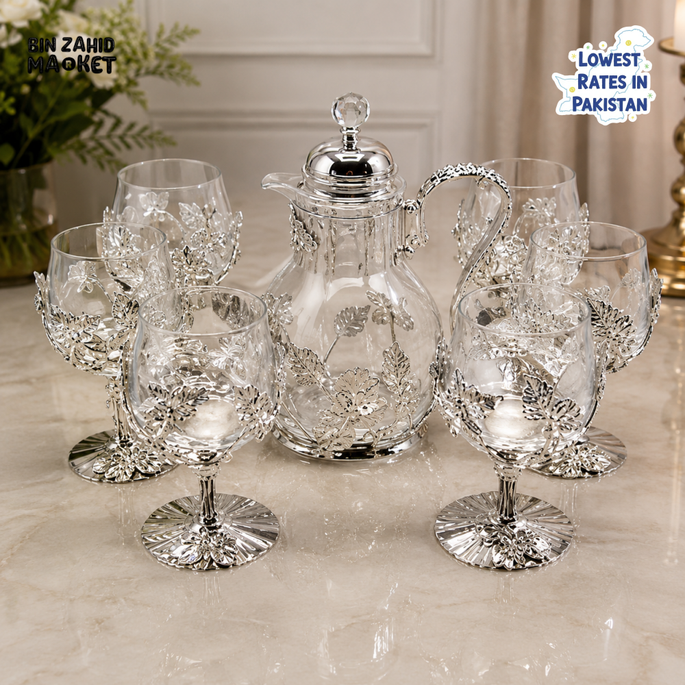 SILVERLUXA 7-PIECE CRYSTAL DRINKWARE SET