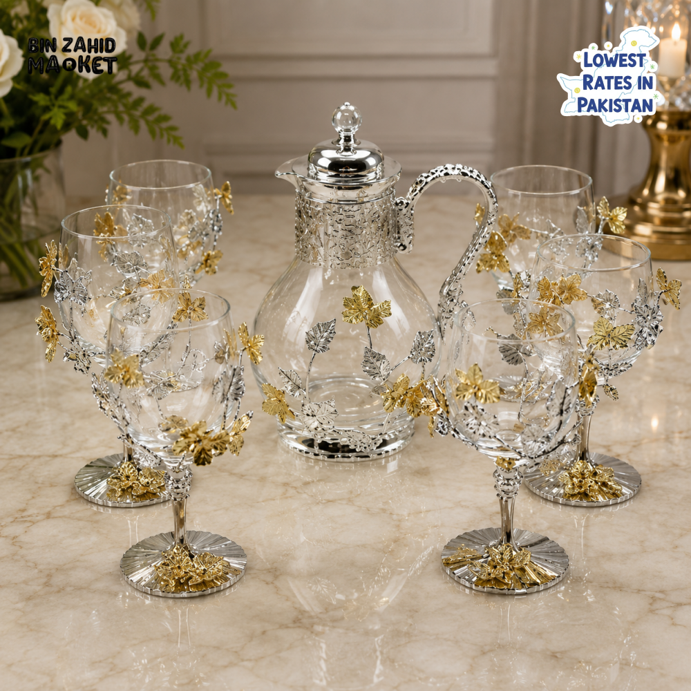 SILVERLUXA 7-PIECE CRYSTAL DRINKWARE SET