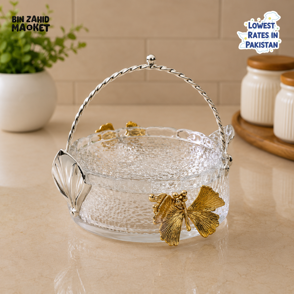 SILVERLUXA DECORATIVE GLASS SERVING BASKET