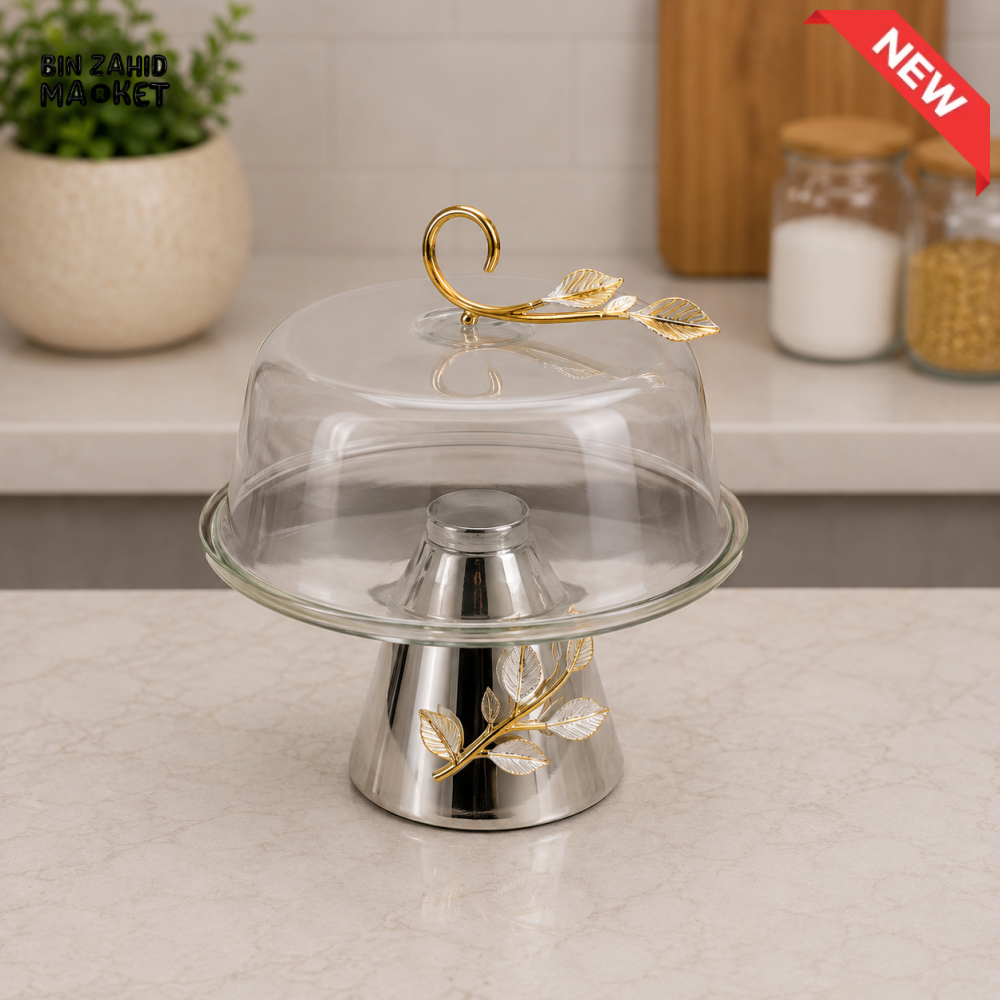 SILVERLUXA GLASS CAKE STAND WITH DOME