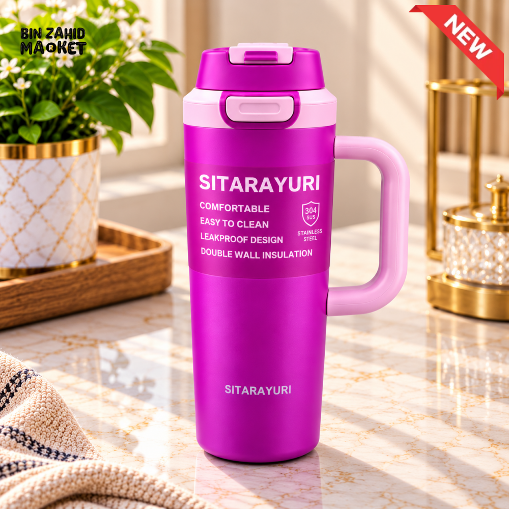 SITARAYURI BRILLIANT PINK INSULATED TUMBLER WITH HANDLE AND LOCKING LID - 1.2 LITRE - Tumblers