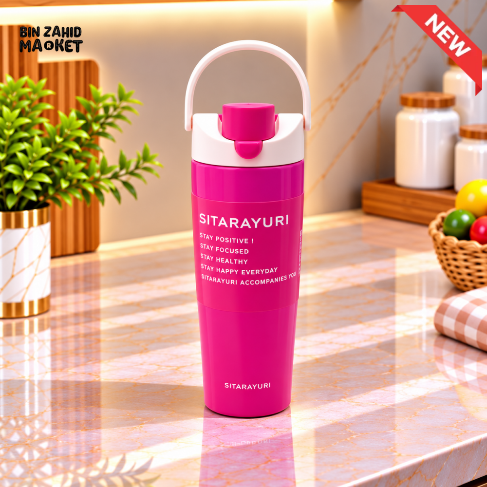 SITARAYURI HOT PINK INSULATED TUMBLER WITH CARRY HANDLE AND SIP LID - 900ML - Tumblers