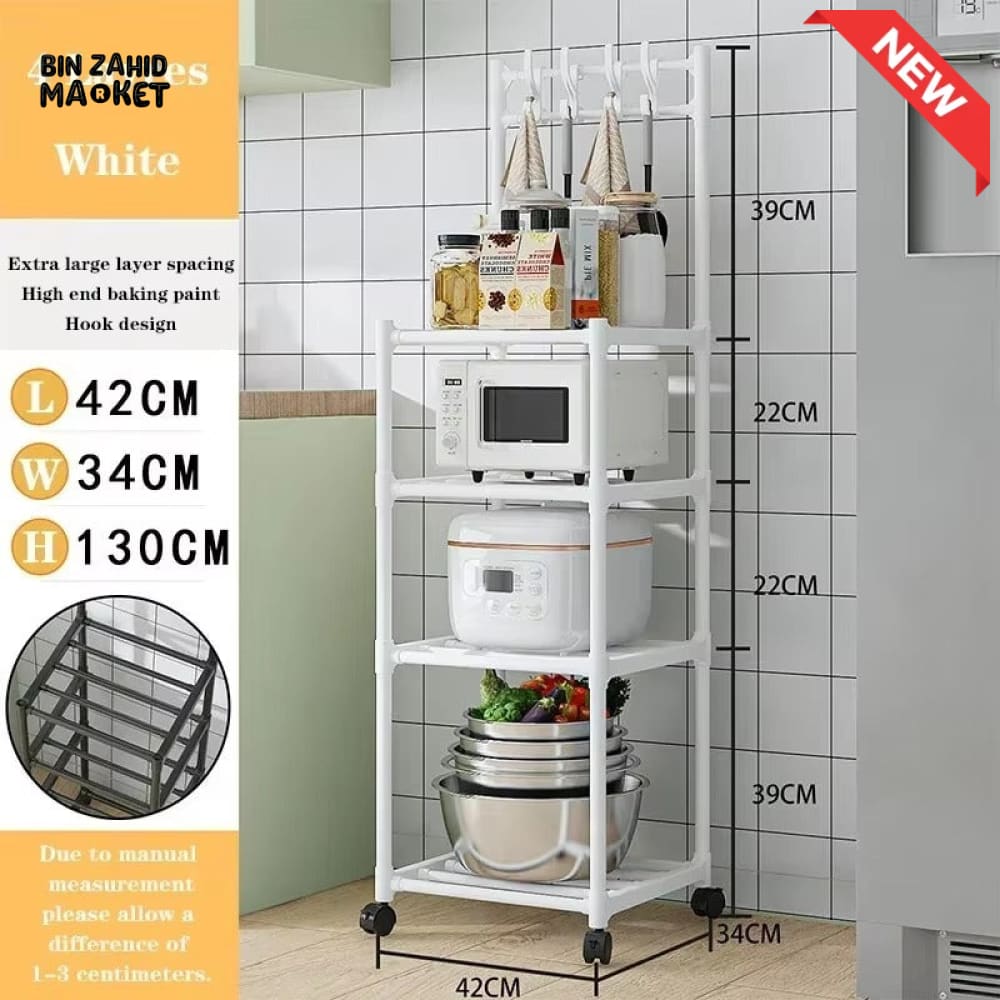 SLIM WHEELED STORAGE CART WITH HOOKS – TOOL-FREE SETUP
