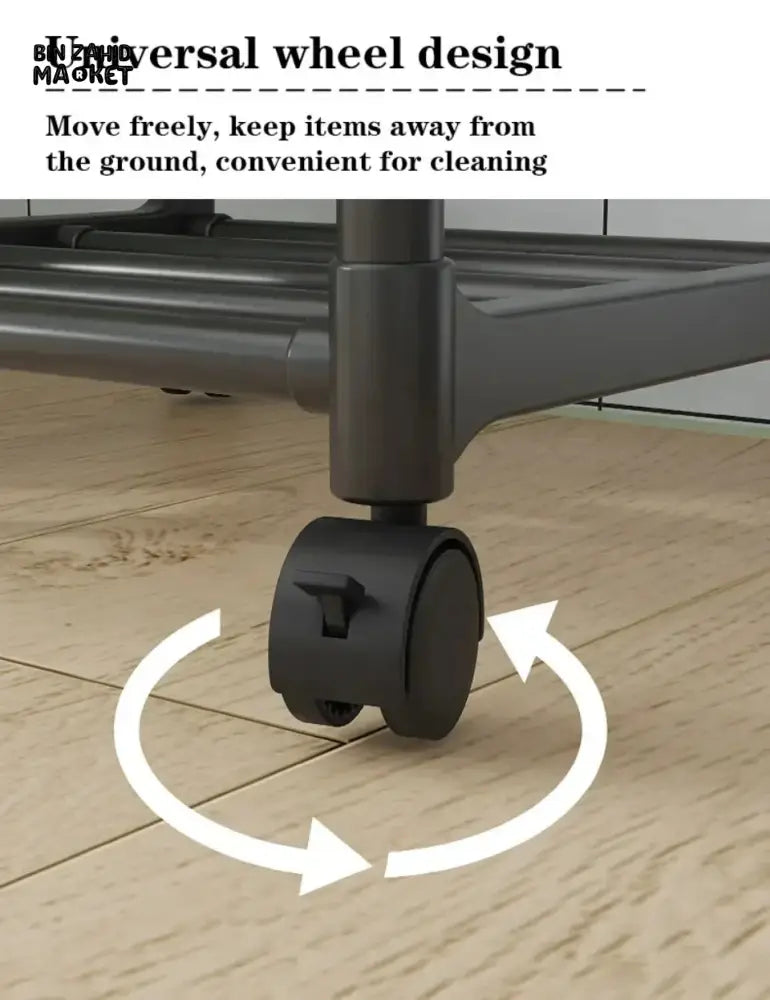 SLIM WHEELED STORAGE CART WITH HOOKS – TOOL-FREE SETUP