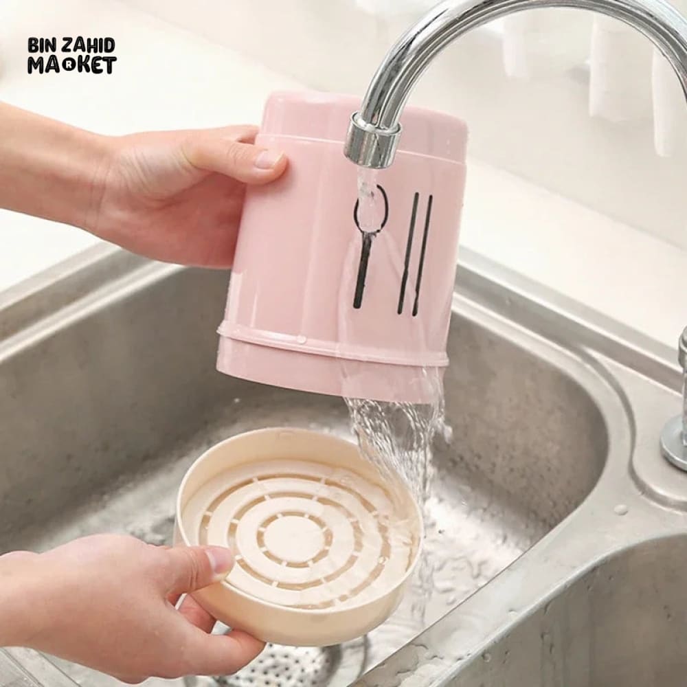 SMILEY CUTLERY HOLDER WITH LID