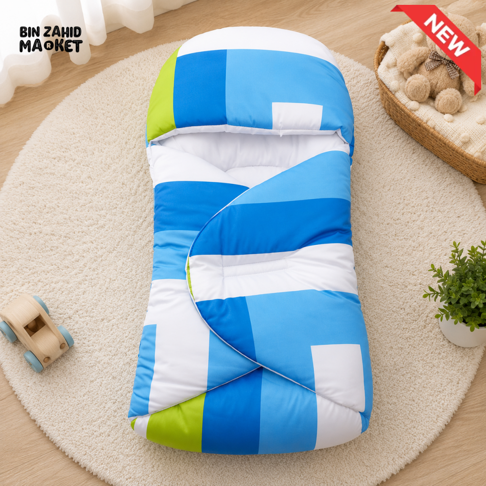 SOLID COTTON POLYESTER BABY CARRY NEST - LIGHT BLUE