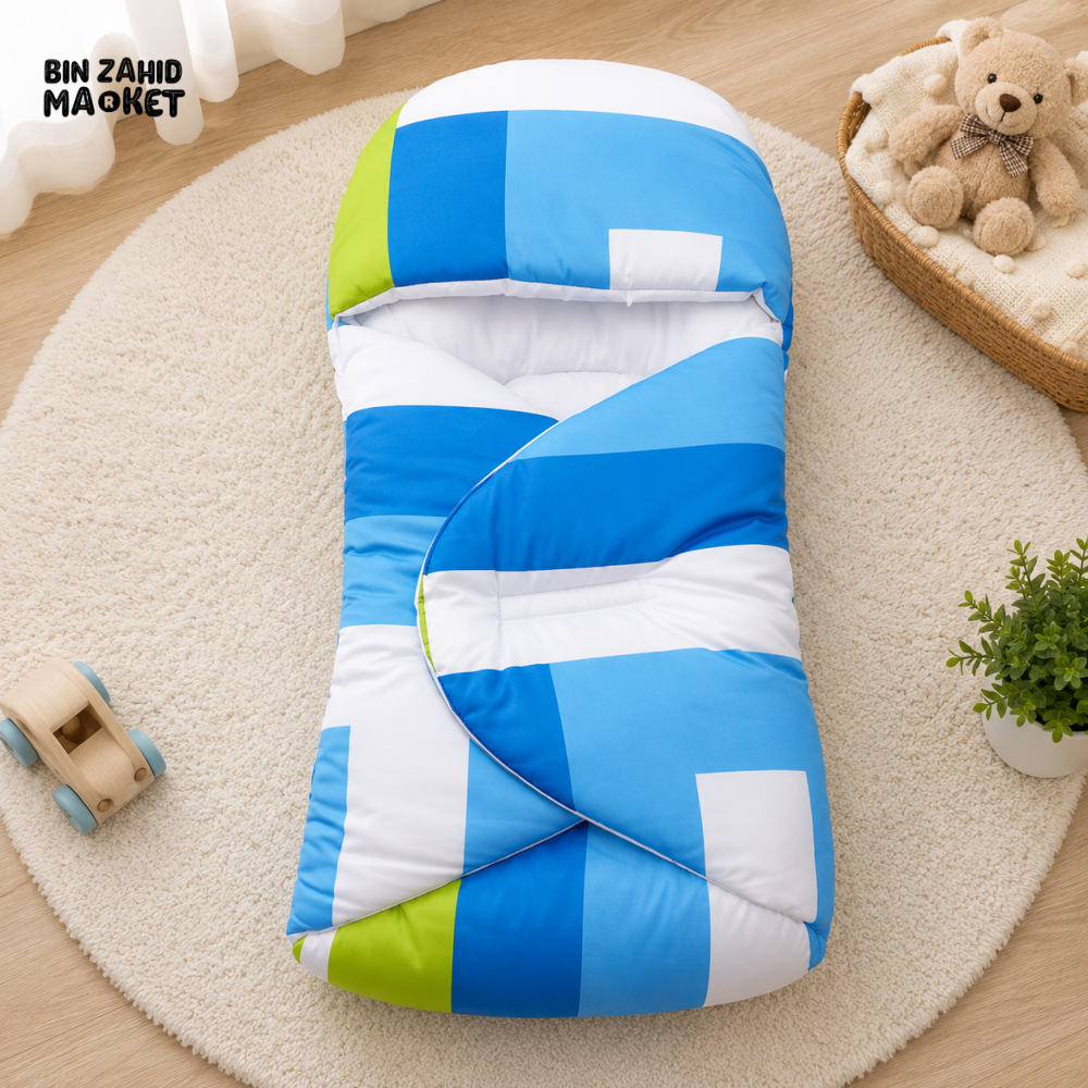 SOLID COTTON POLYESTER BABY CARRY NEST - LIGHT BLUE