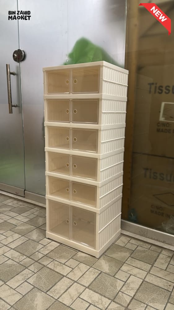 SPACE-SAVING DOUBLE DOOR SHOE STORAGE 6 COMPARMENT CABINET- ZJ-07