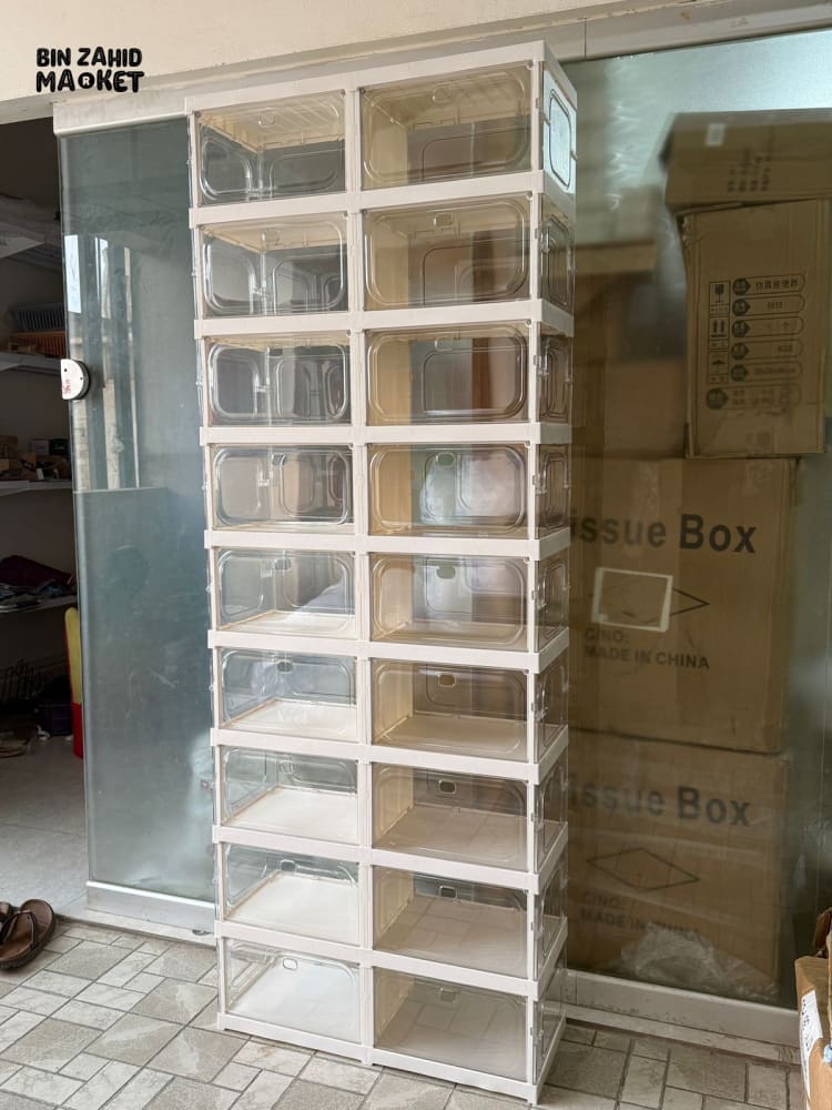 SPACE-SAVING FOLDABLE SHOE CABINET WITH CLEAR DISPLAY DOORS 18-COMPARTMENT - ZJ- 01