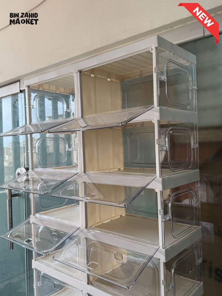 SPACE-SAVING FOLDABLE SHOE CABINET WITH CLEAR DISPLAY DOORS 18-COMPARTMENT - ZJ- 01