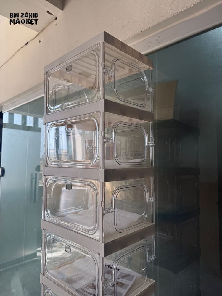 SPACE-SAVING FOLDABLE SHOE CABINET WITH CLEAR DISPLAY DOORS 9-COMPARTMENT - ZJ- 05