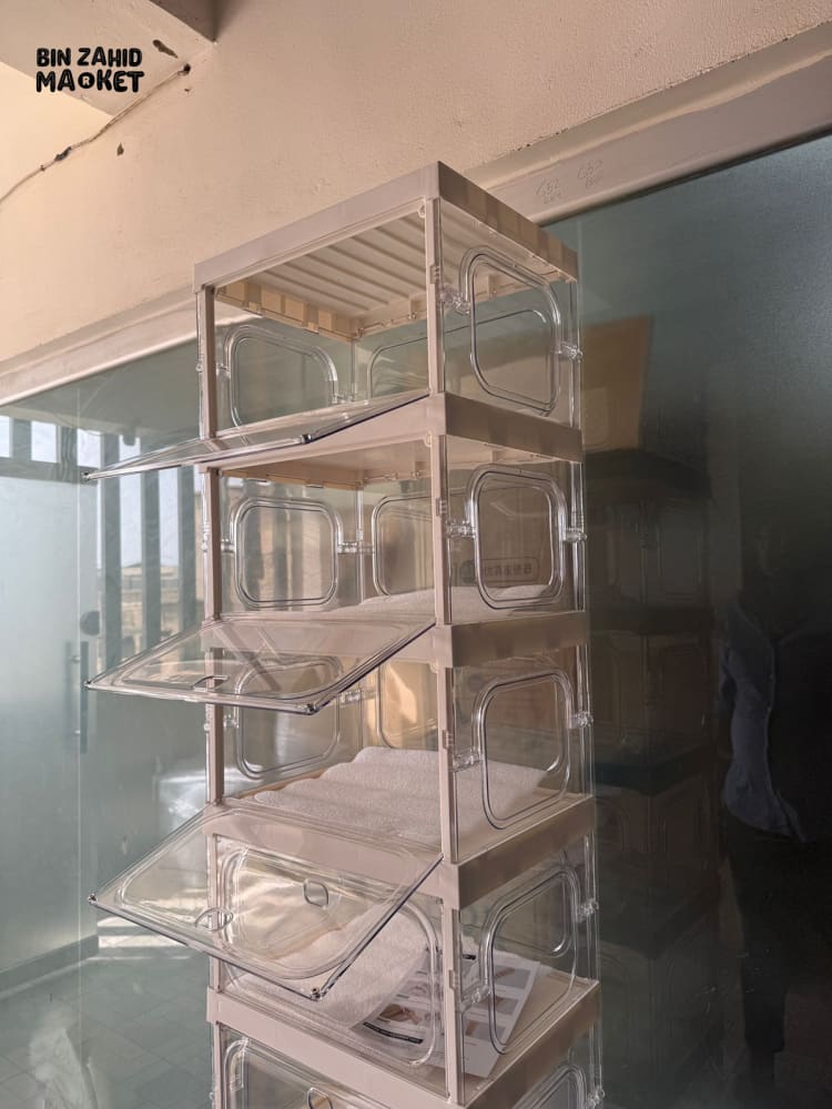 SPACE-SAVING FOLDABLE SHOE CABINET WITH CLEAR DISPLAY DOORS 9-COMPARTMENT - ZJ- 05