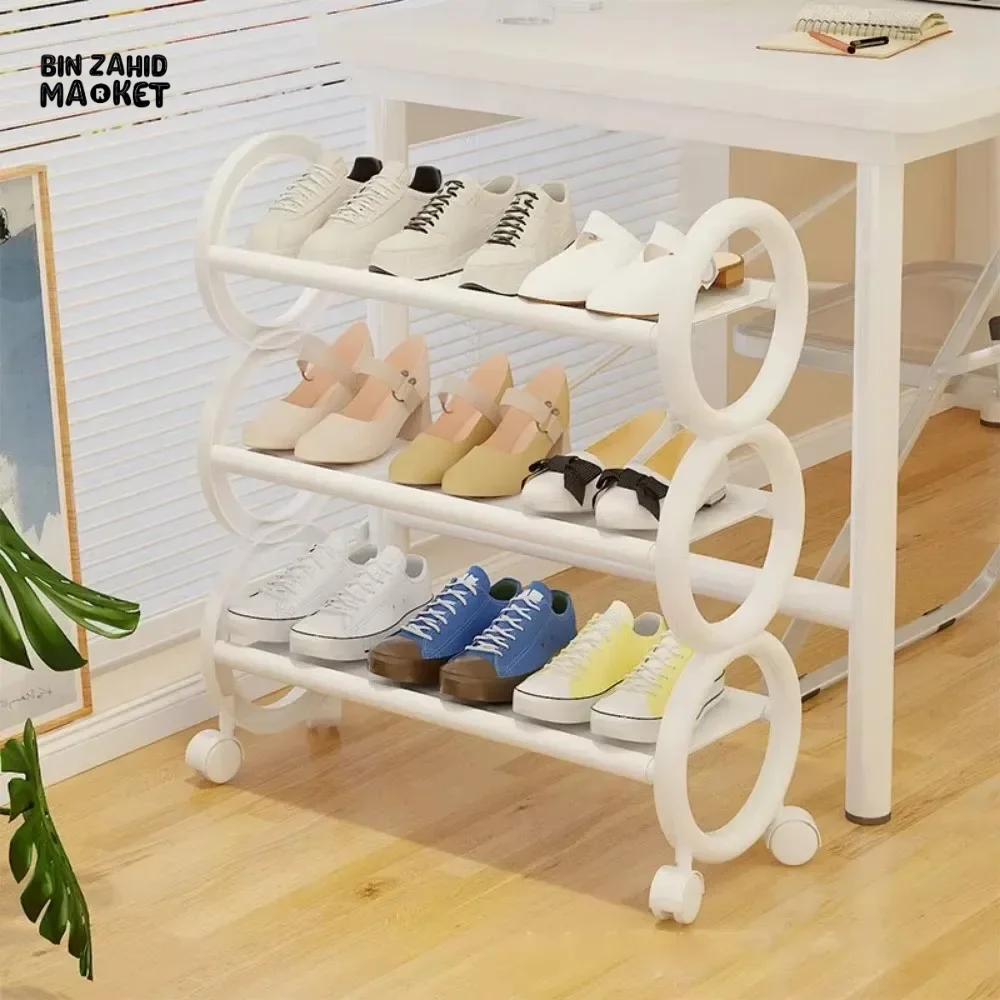 SPACE SAVING SHOE RACK 4 LAYERS– NAIL-FREE PORTABLE STORAGE CABINET | DUSTPROOF & RUST-PROOF ORGANIZER WITH ROLLERS FOR HOUSEHOLD USE