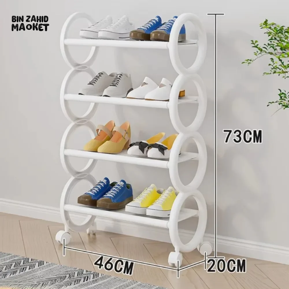 SPACE SAVING SHOE RACK 4 LAYERS– NAIL-FREE PORTABLE STORAGE CABINET | DUSTPROOF & RUST-PROOF ORGANIZER WITH ROLLERS FOR HOUSEHOLD USE