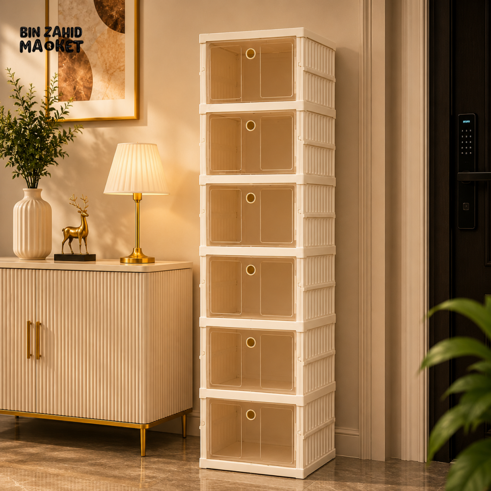 SPACE-SAVING SHOE STORAGE 6 COMPARMENT CABINET- ZJ-06