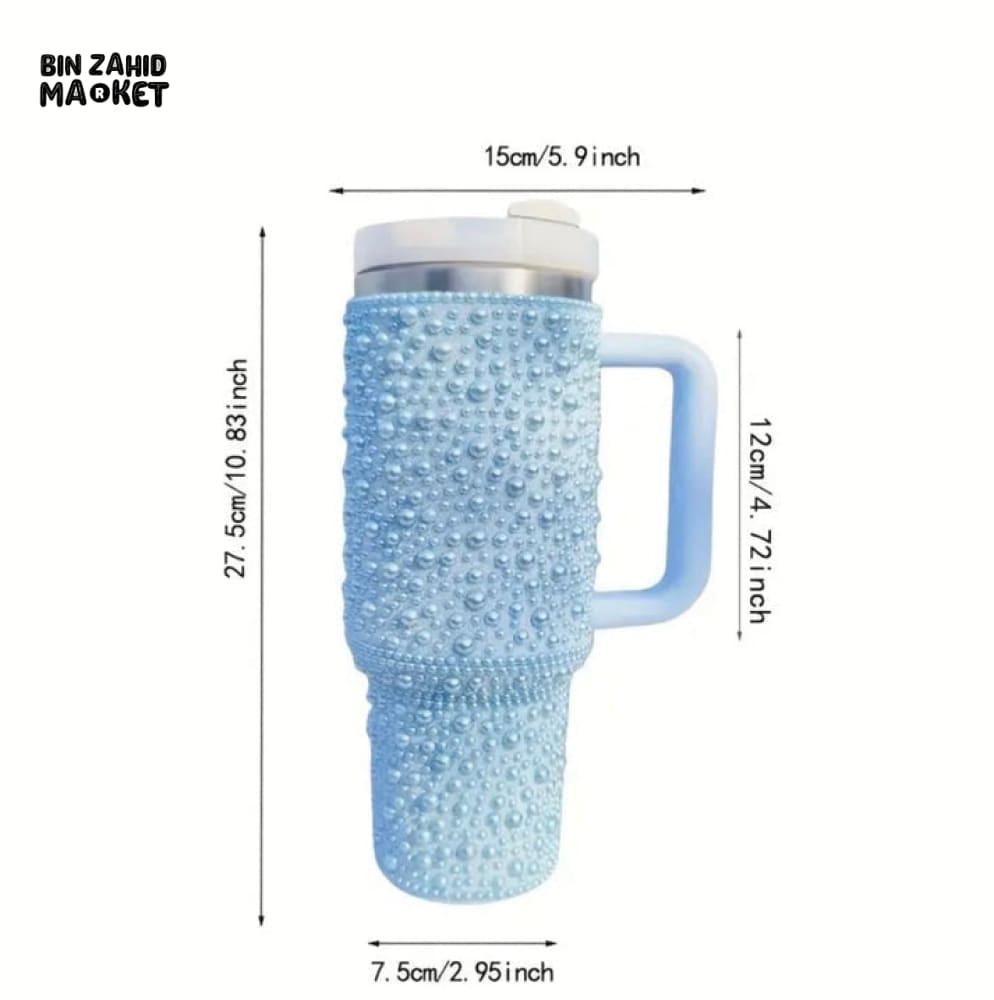 SPARKLY RHINESTONE TUMBLER – 40OZ PEARL STYLE MUG - PINK