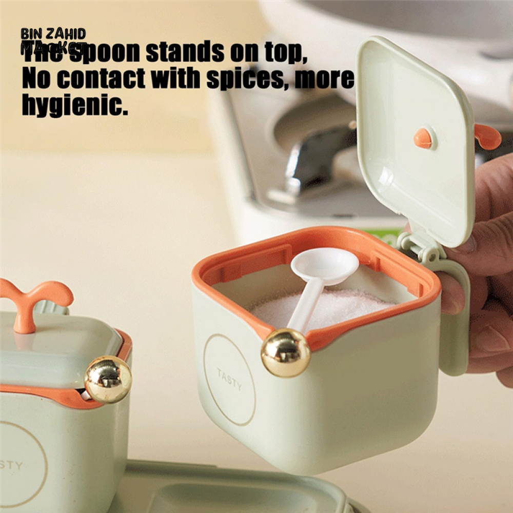SPICE JARS WITH HOLDER AND TRAY – SEALED CONTAINER SET FOR KITCHEN & COUNTERTOP ORGANIZATION