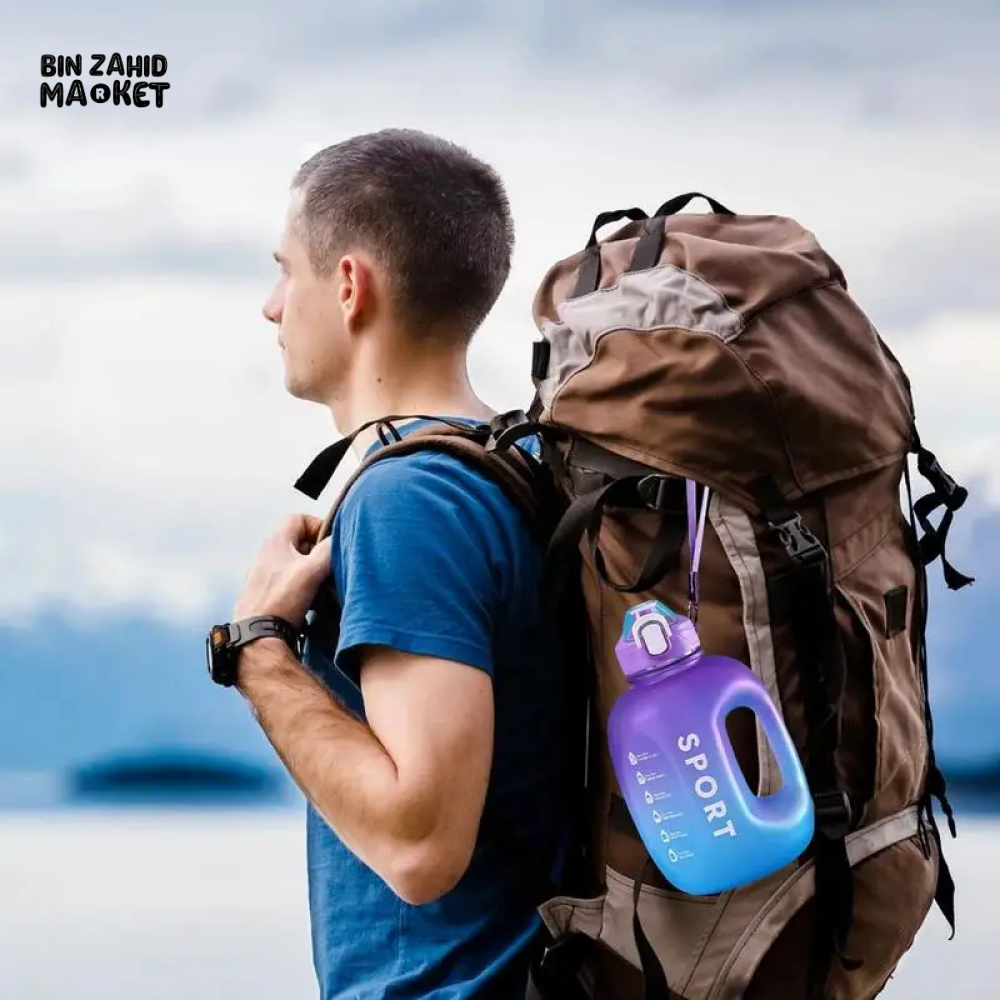 SPORT WATER BOTTLE | PORTABLE FITNESS PLASTIC CUP WITH STRAW LARGE CAPACITY OUTDOOR TRAVEL DRINKWARE BOTTLE