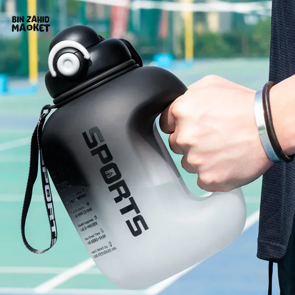 SPORT WATER BOTTLE | PORTABLE FITNESS PLASTIC CUP WITH STRAW LARGE CAPACITY OUTDOOR TRAVEL DRINKWARE BOTTLE
