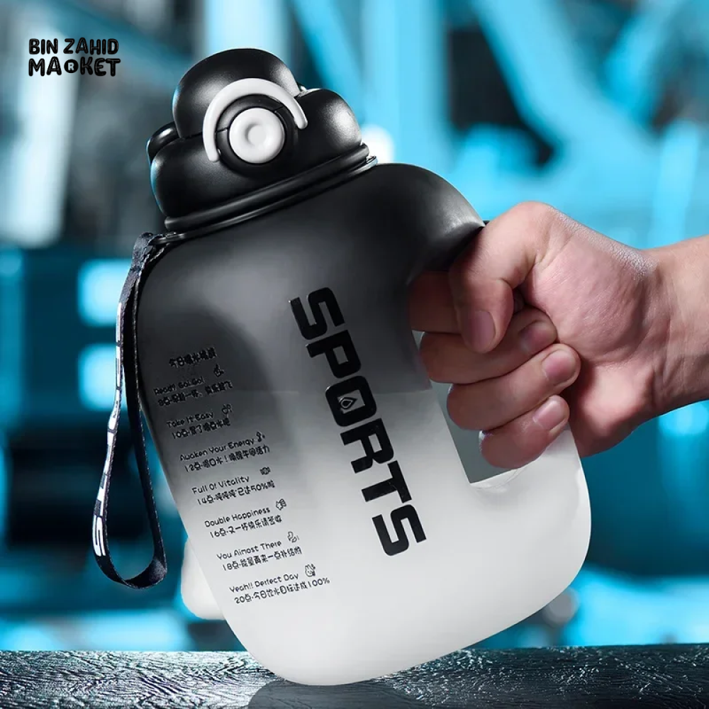 SPORT WATER BOTTLE | PORTABLE FITNESS PLASTIC CUP WITH STRAW LARGE CAPACITY OUTDOOR TRAVEL DRINKWARE BOTTLE