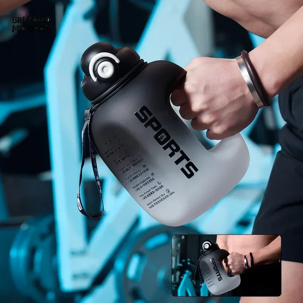 SPORT WATER BOTTLE | PORTABLE FITNESS PLASTIC CUP WITH STRAW LARGE CAPACITY OUTDOOR TRAVEL DRINKWARE BOTTLE