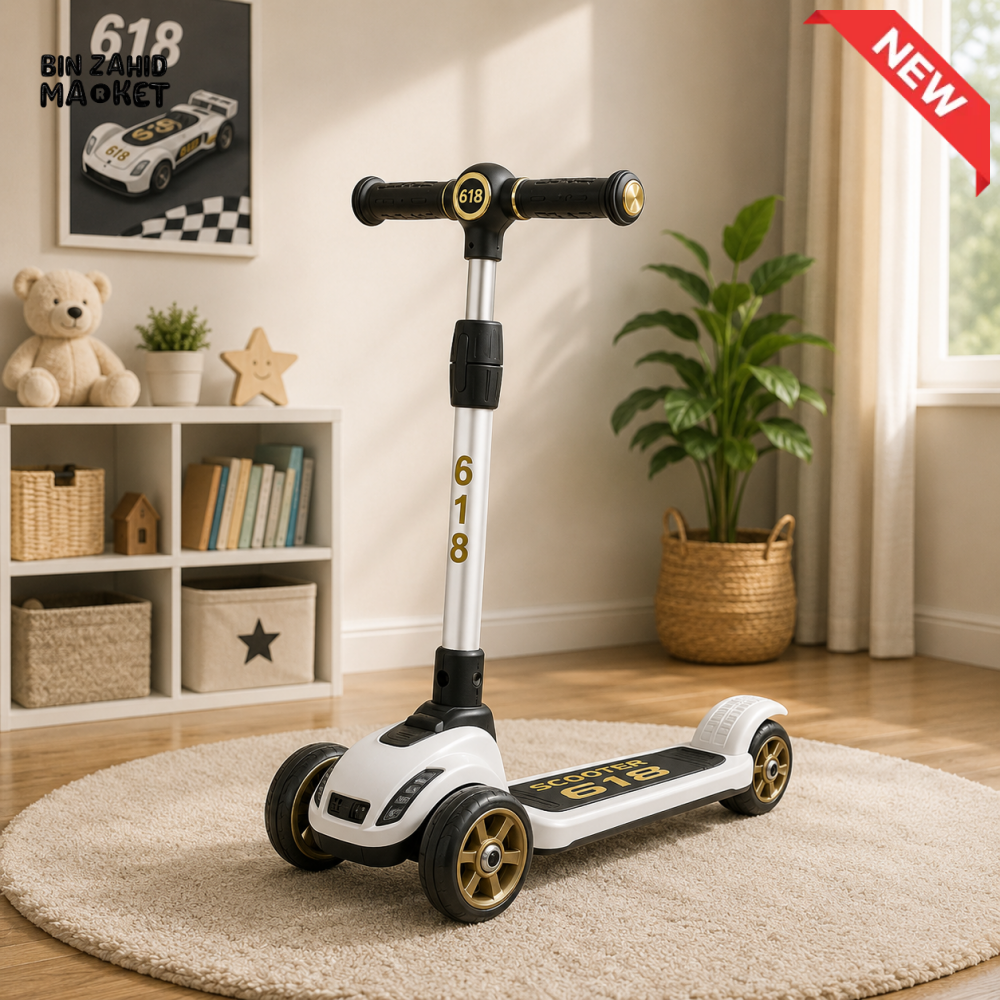 SPORTS DRIFT KIDS SCOOTER WITH LED WHEELS - WHITE