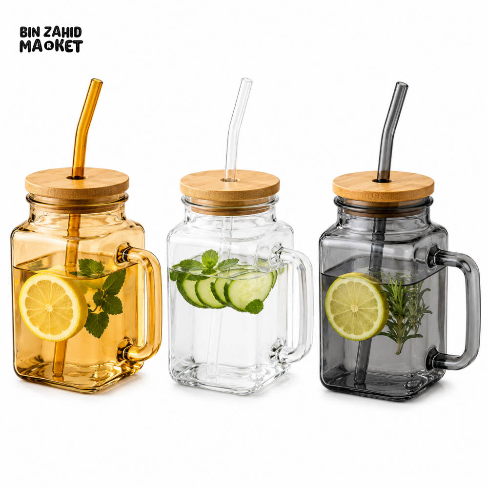 AMBER GLASS WATER PITCHER SET WITH 6 DRINKING GLASSES - 2 Liters - 1 piece