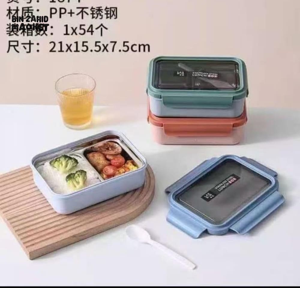 STACKABLE LUNCH BOX SET – STAINLESS DIVIDER TRAY ANTI-LEAK DESIGN