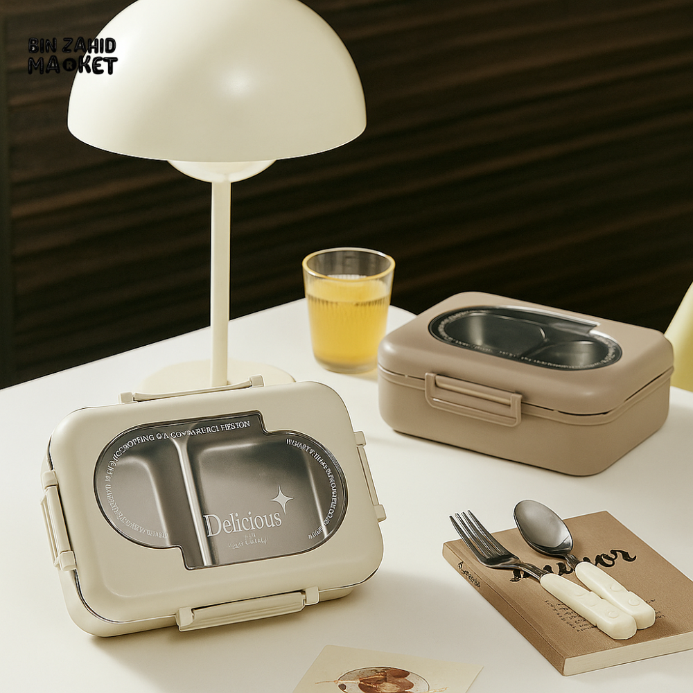 STAINLESS BENTO LUNCH BOX – DIVIDED TRAY PORTABLE & REUSABLE