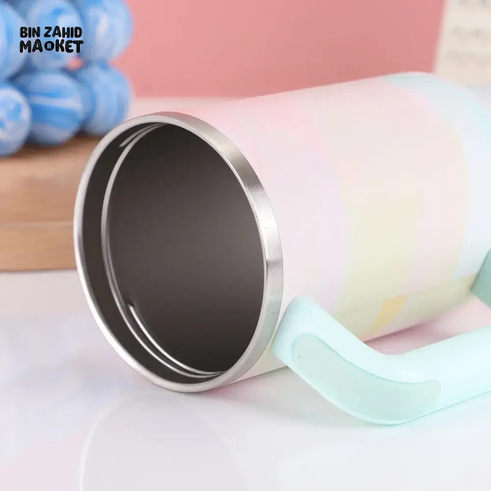 STAINLESS STEEL 304 40 0Z THERMOS CUP WITH HANDLE SECOND GENERATION PAINTED CAR CUP PORTABLE ICE CUP FOR OUTDOOR USE - QUARTZ WOOD GRAIN