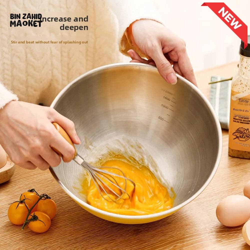 STAINLESS STEEL BAKING & MIXING BOWLS – FOOD GRADE KITCHEN SET WITH SCALE MARKINGS KOREAN INS STYLE SALAD & EGG BEATING