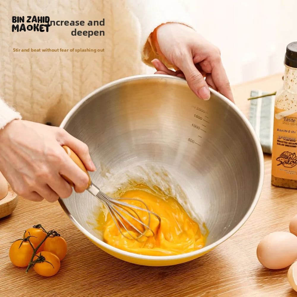 STAINLESS STEEL BAKING & MIXING BOWLS – FOOD GRADE KITCHEN SET WITH SCALE MARKINGS KOREAN INS STYLE SALAD & EGG BEATING