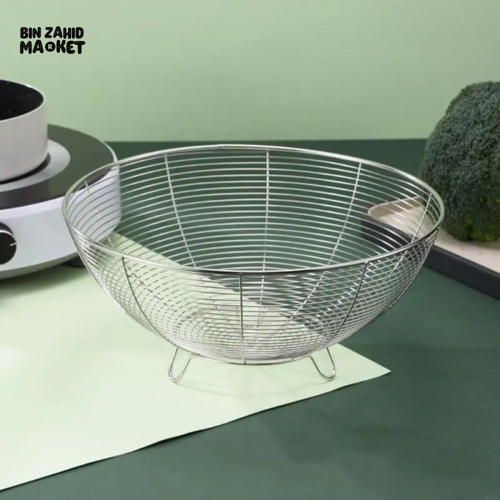 STAINLESS STEEL BASKETS FOR KITCHEN USE EASY TO USE FRUITS STORAGE BOWLS - GOLDEN