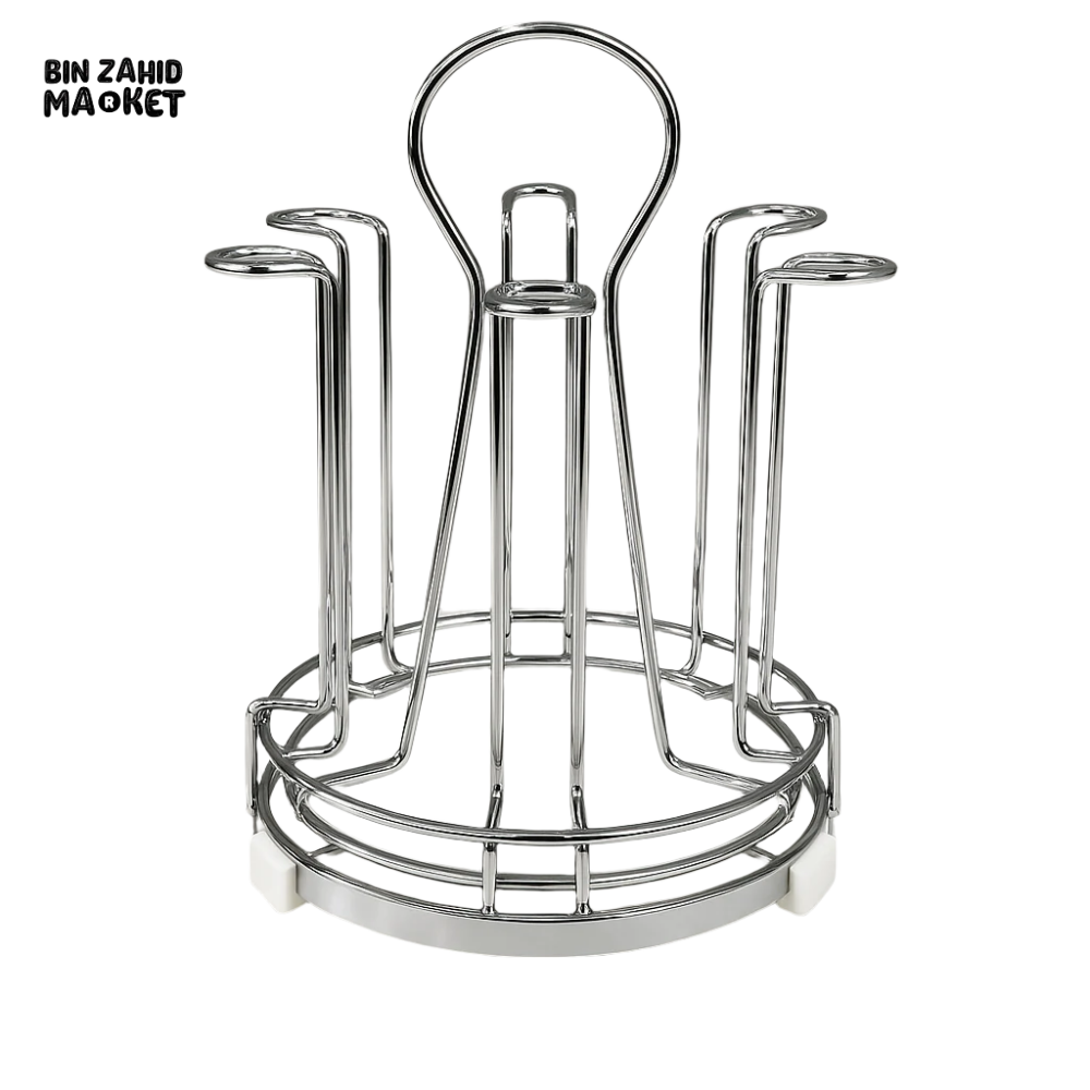 STAINLESS STEEL BATHROOM ORGANIZER RACK MULTIPURPOSE CUP & TUMBLER HOLDER STAND SPACE-SAVING DRYING SHELF