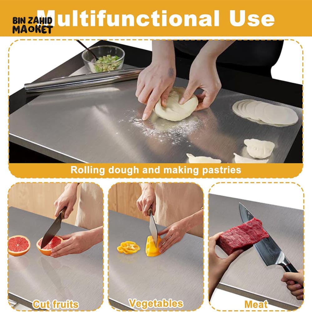 STAINLESS STEEL CHOPPING BOARD DOUBLE PANEL KITCHENWARE - 30CMX40CM