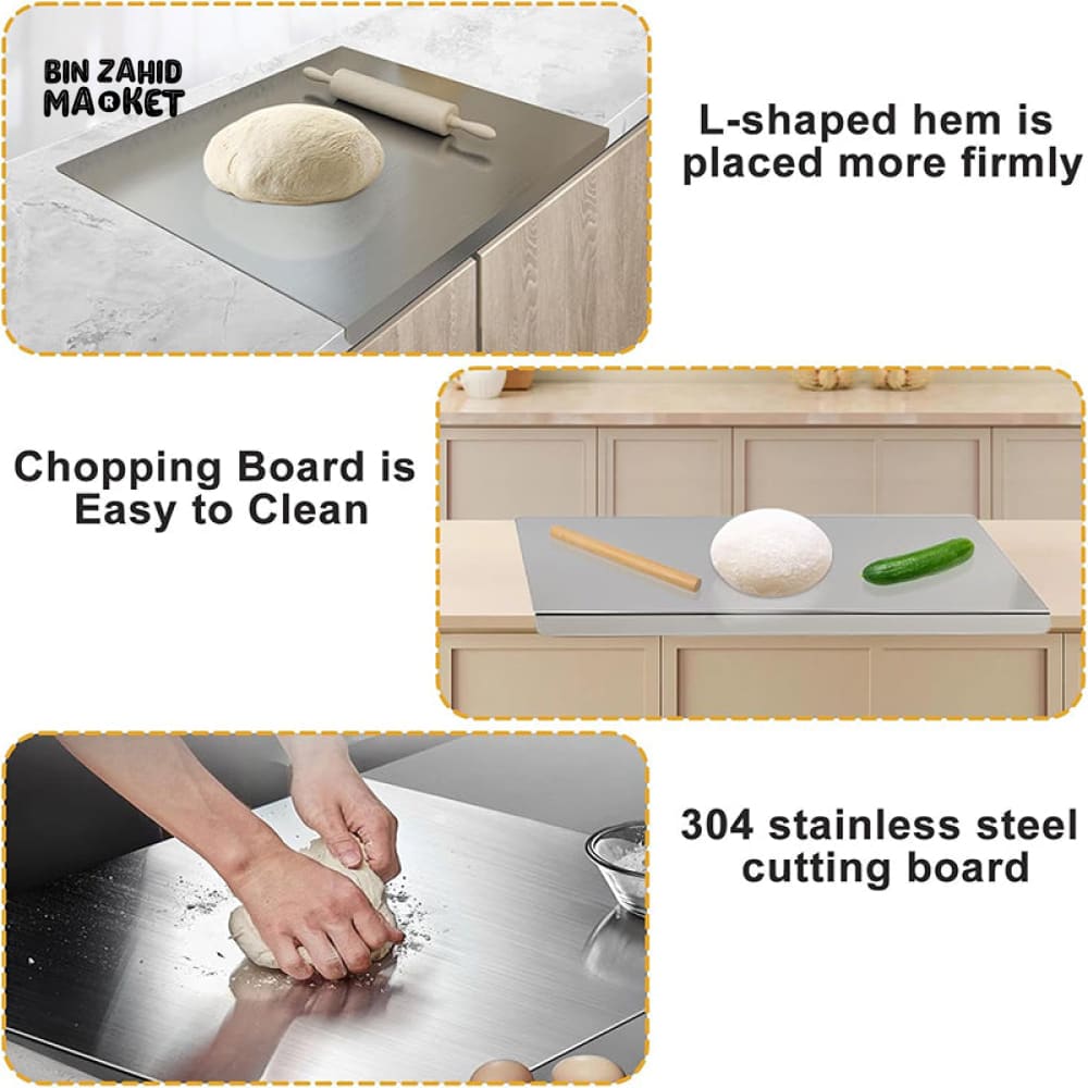 STAINLESS STEEL CHOPPING BOARD DOUBLE PANEL KITCHENWARE - 30CMX40CM