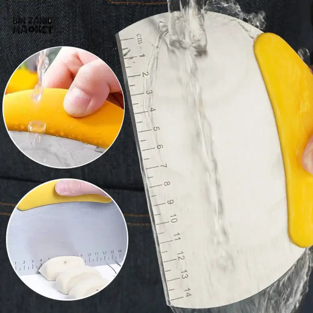 STAINLESS STEEL DOUGH SCRAPER WITH NON-SLIP HANDLE – MULTIPURPOSE PASTRY CUTTER & DOUGH DIVIDER 15X12CM